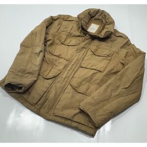 Sun Faded Gap Barn Jacket Mens Medium Zip Out Hood Snaps Pockets Distressed